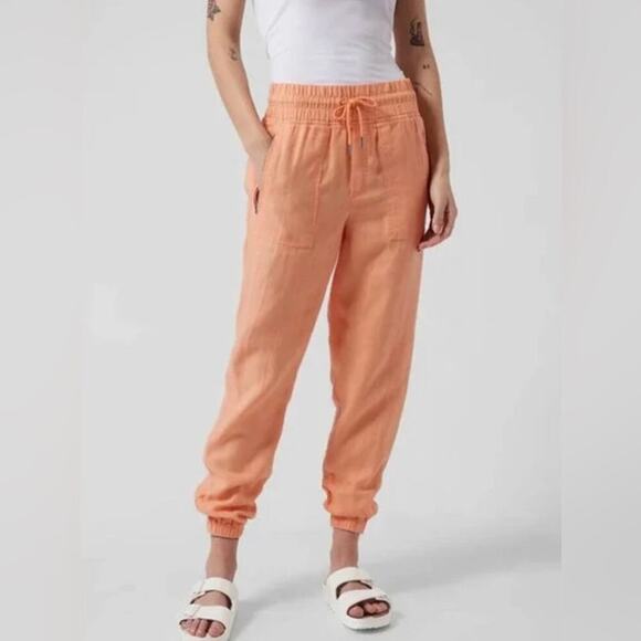 Athleta cactus peach linen pants SZ 10 - Picture 1 of 6